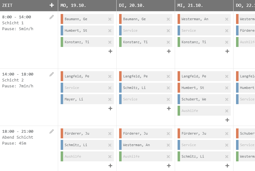 Schichtplaner Online Schichtplanung Screenshot