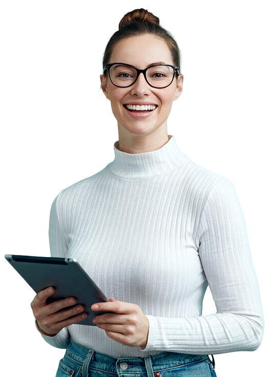Aplano-Beraterin mit Tablet