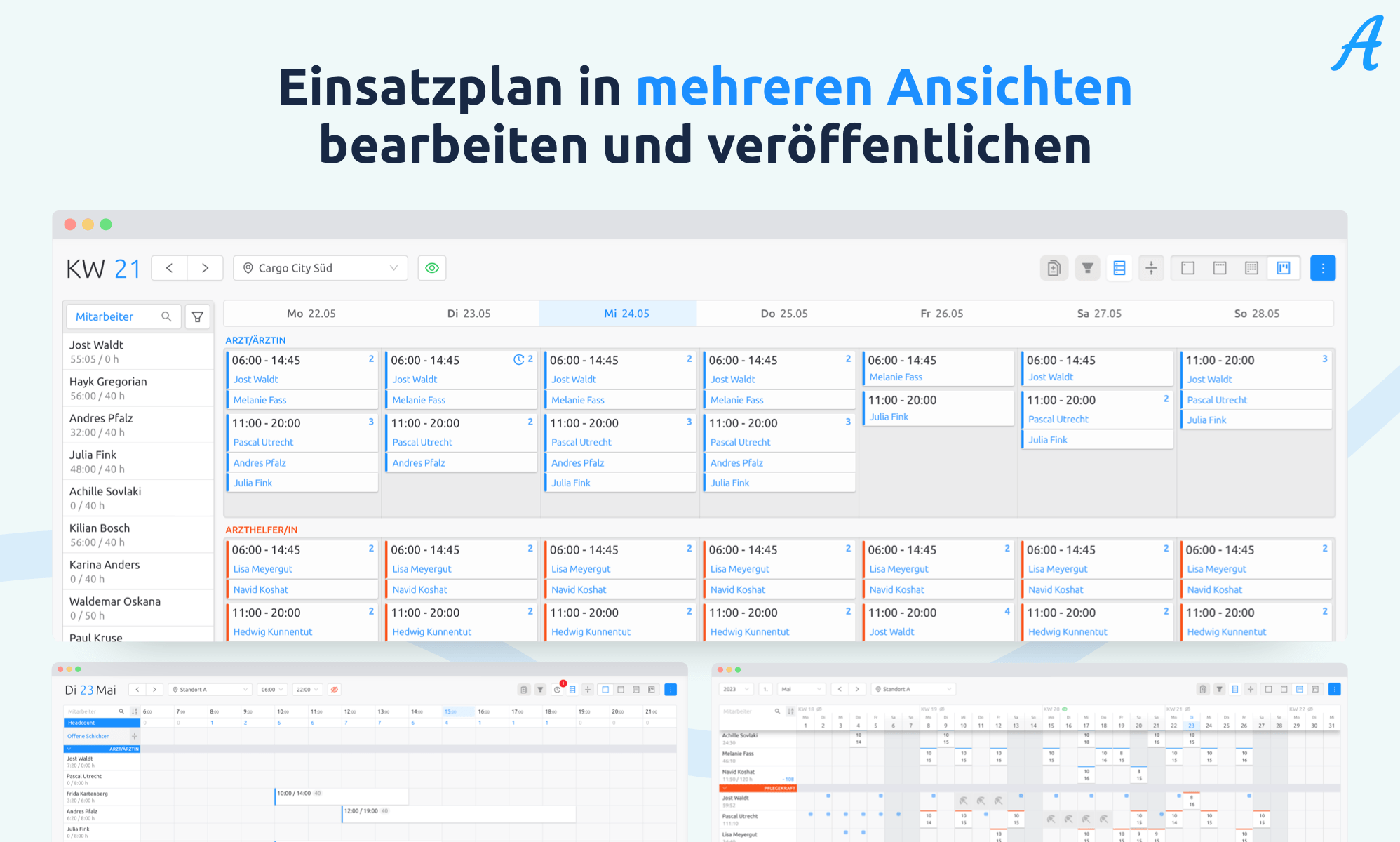 Aplano Dienstplan Ansichten