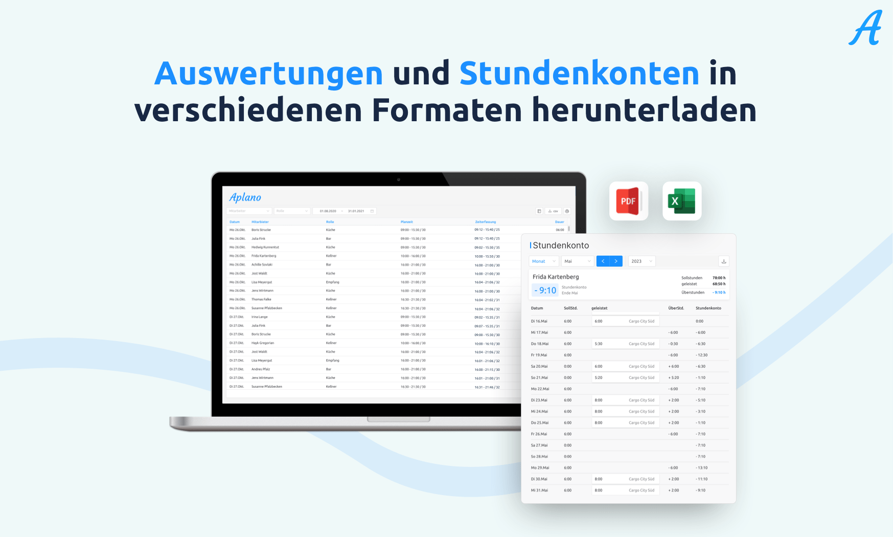 Aplano Stundenkonten & Auswertungen